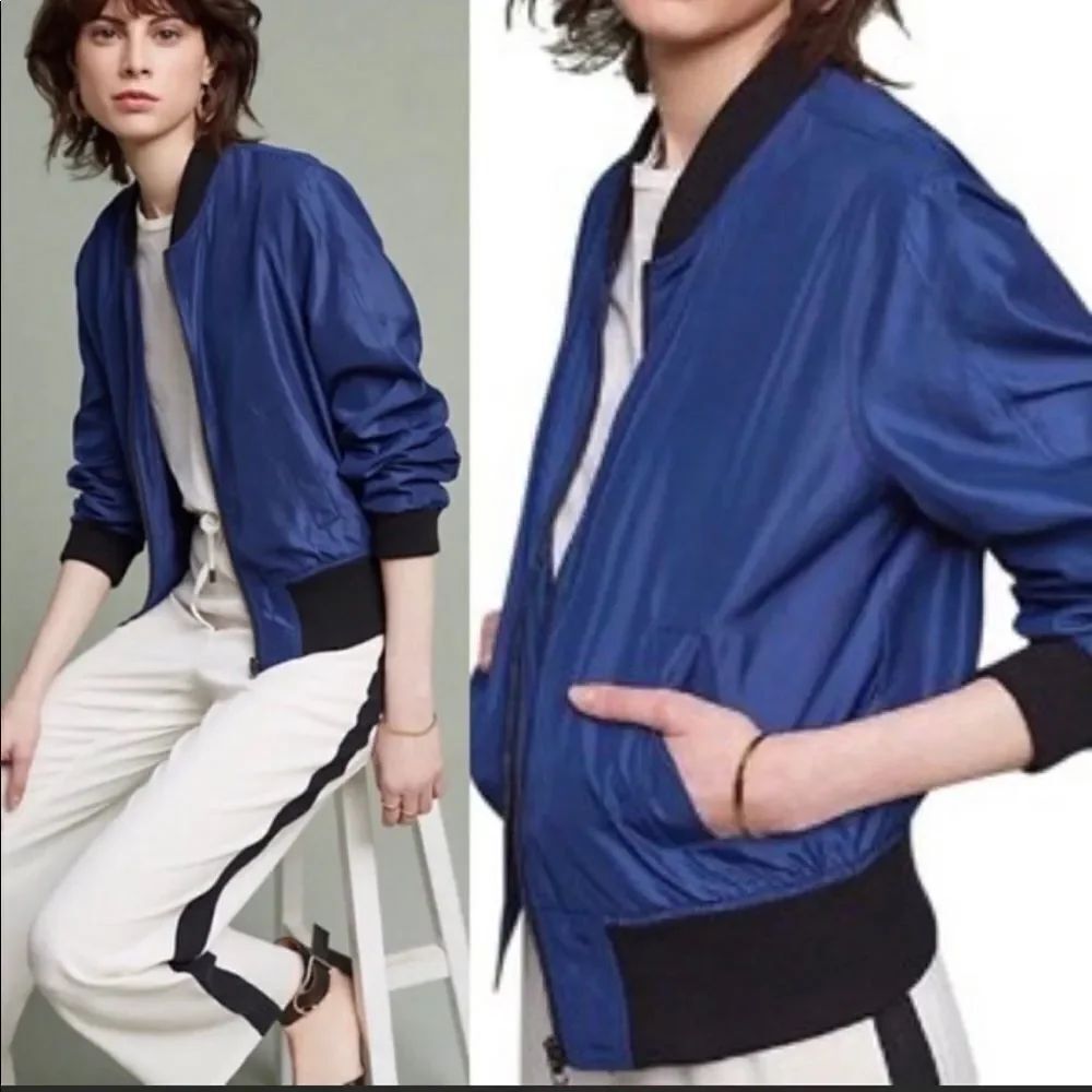 Anthro Hei Hei blue Juneworthy bomber jacket XS